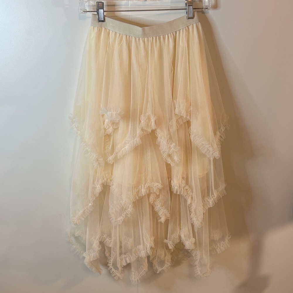 Elegant Cream Layered Tulle Skirt | High Waist | Fairycore Flowing